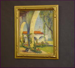 Original Oil Painting of Mission San Juan Capistrano, Signed: C. Ruknau